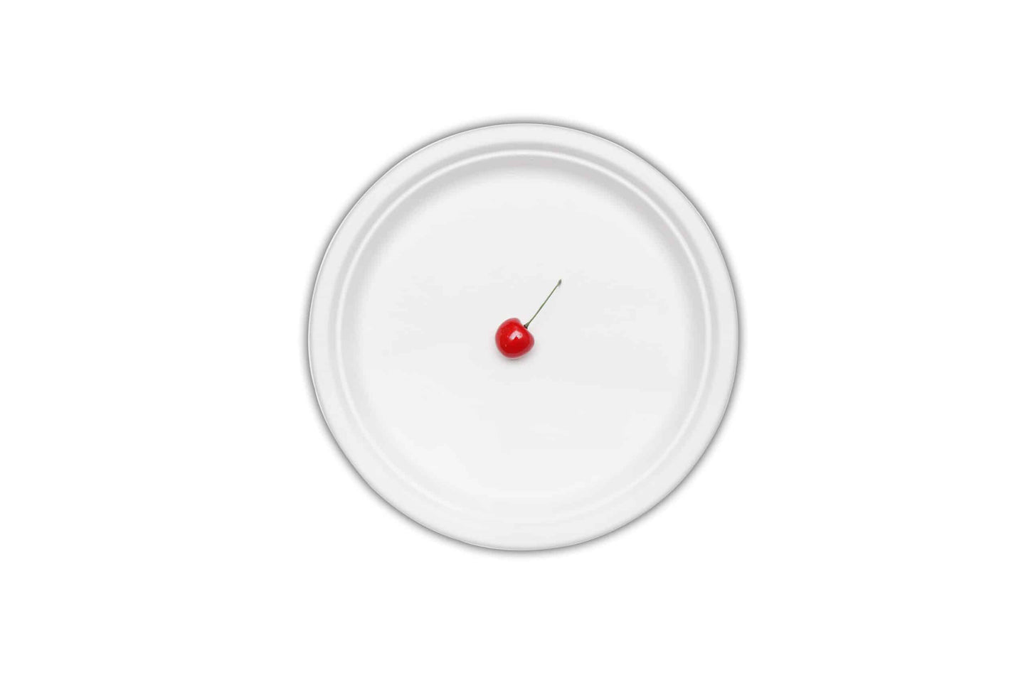 Farfurie Rotunda Unica Folosinta 175 mm Bio cu cireș roșu în centru