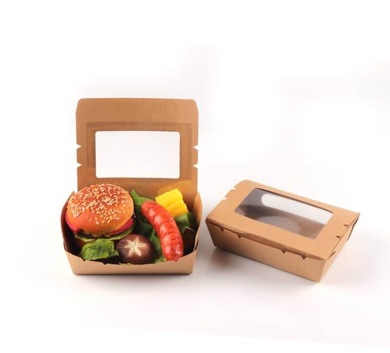 Cutie Meniu carton cu fereastra 170x135x50 mm - ambalaj pentru alimente cu fereastră transparentă.