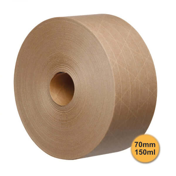 Bandă Adezivă Umectibilă Din Hârtie Kraft, Ranforsată, 70 Mm