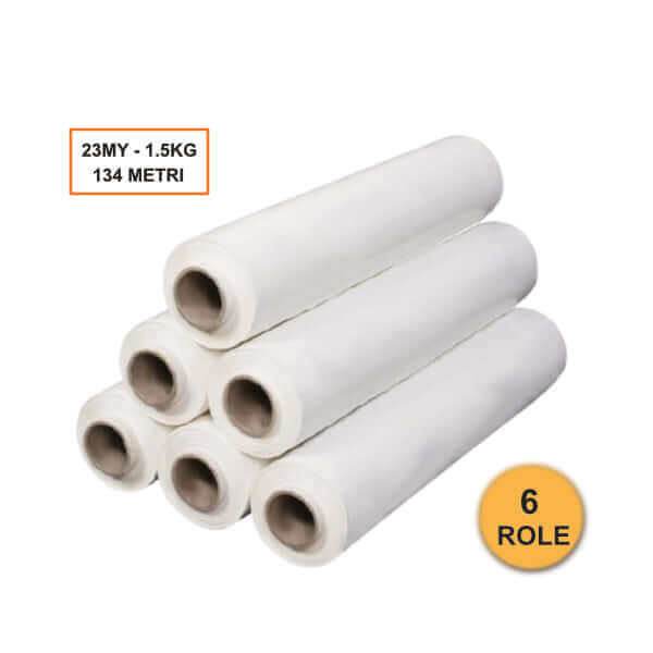 Folie stretch alba manual 23 my 500 mm 1.5 kg 134 ml - 6 buc - Trimaton
