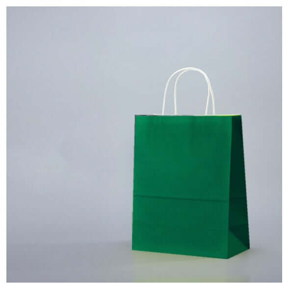 Pungi hartie alba, colorate 100% verde inchis - 25X14x30