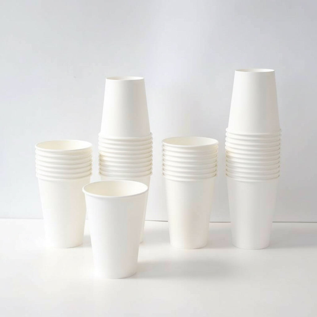 Pahare carton albe 4 oz 118 ml - 100 buc, pahare de carton alb pentru servire, ideale pentru băuturi mici.