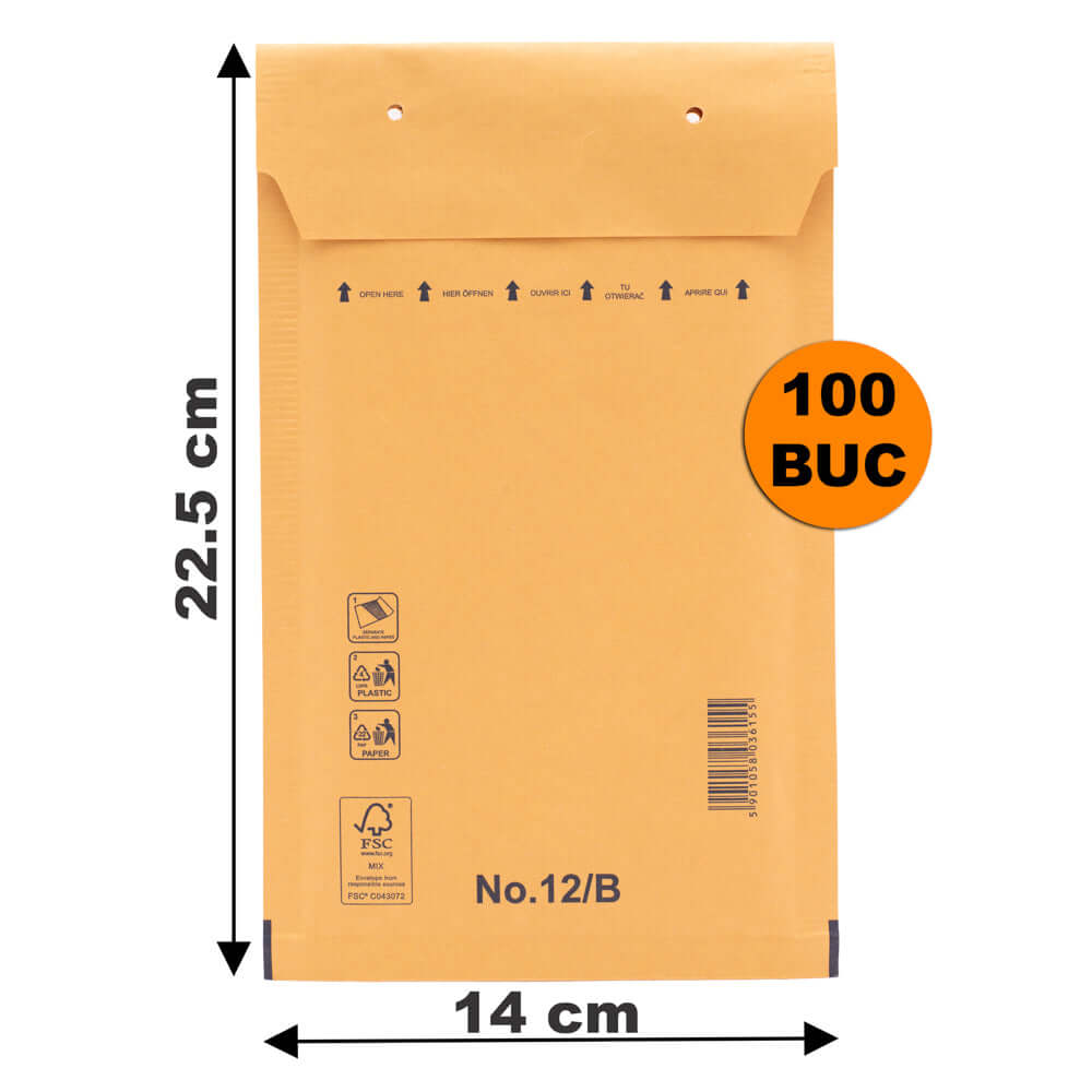 Plicuri Cu Bule Antișoc B12 Maro, 140x225+50mm - 100 buc