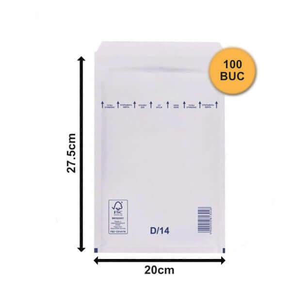 Plicuri Cu Bule Antișoc D14 Albe, 200x275+50mm, Plic Cu Lipire Autoadezivă - 100 buc - Trimaton
