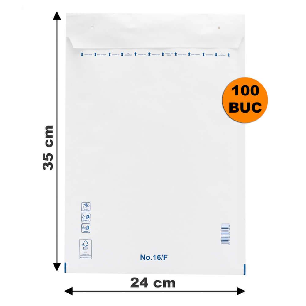 Plicuri Cu Bule Antișoc F16 Albe, 240x350+50mm, Plic Cu Lipire Autoadezivă - 100 buc - Trimaton
