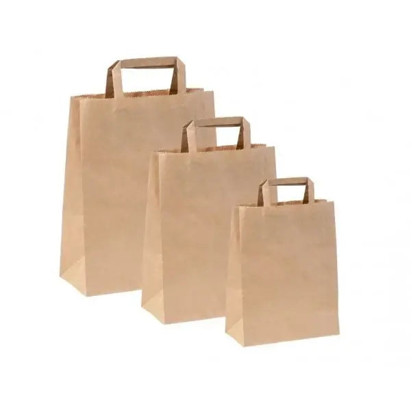 Punga hartie, natur, cu maner plat - 30x20x33cm - 250 buc.