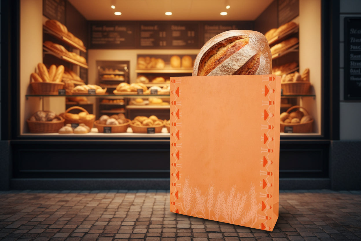 Punga hartie Traditional mica 15x4.5x19cm - ambalaj ecologic cu design rustic pentru alimente.