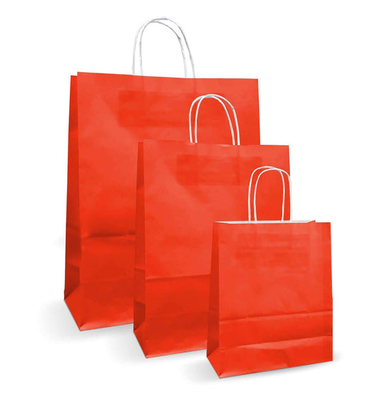 Pungi albe colorate rosu 16X9X21cm - set de 100 pungi elegante, biodegradabile, perfecte pentru evenimente.