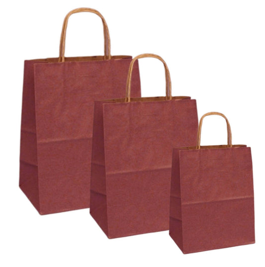 Pungi natur colorate bordo 32x12x41 - 100 buc ambalaje elegante din hârtie kraft, ideale pentru magazine și evenimente.