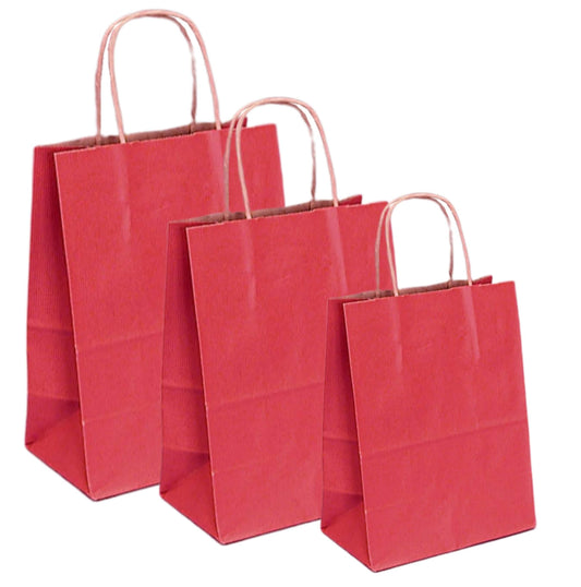 Pungi natur colorate rosu 20x9x25 - pungi elegante din hârtie kraft, ideale pentru ambalaje ecologice.