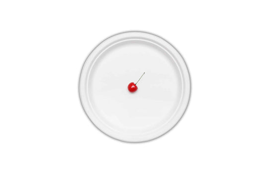 Farfurie Rotunda Unica Folosinta 175 mm Bio cu cireș roșu în centru