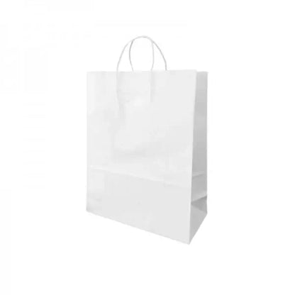 Punga hartie, alba, cu maner sfoara - 24x11x26cm - 100 buc.