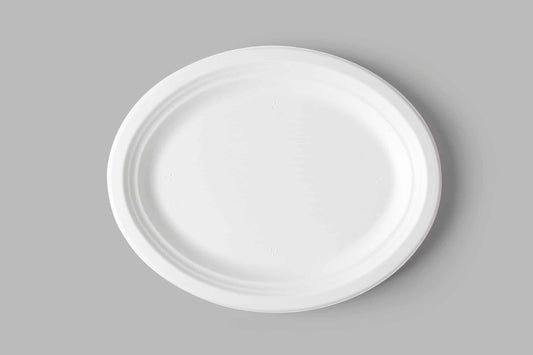 Farfurie Ovala Unica Folosinta 26x20cm Biodegradabila, ideală pentru servirea preparatelor culinare.