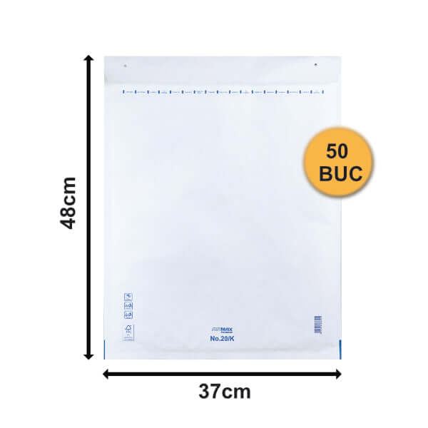 Plicuri Cu Bule Antișoc K20 Albe, 370x480+50mm - 50 buc