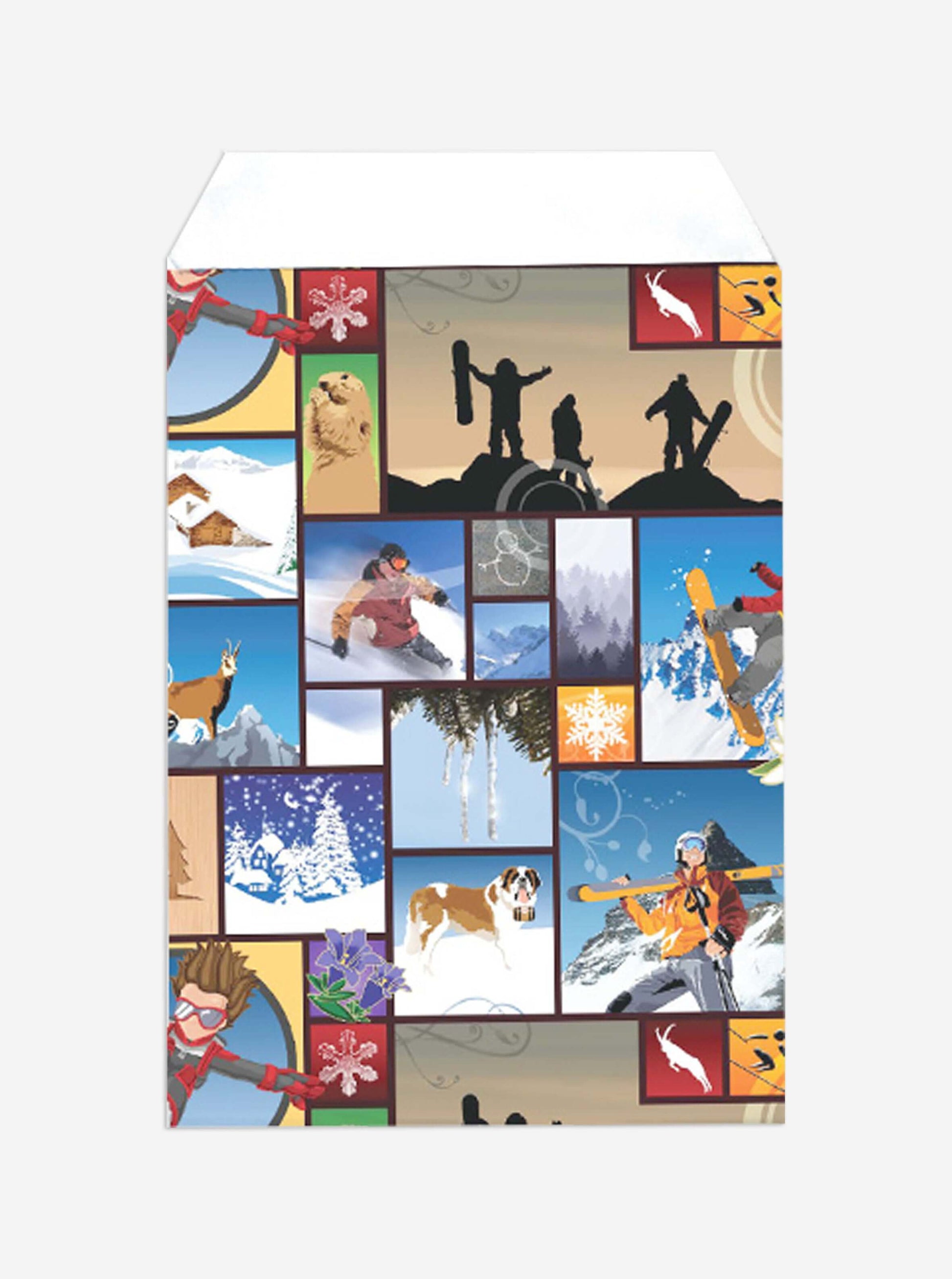 Punga mercerie peisaj iarna - 9x15 cm - lwc alb 80gr/m2