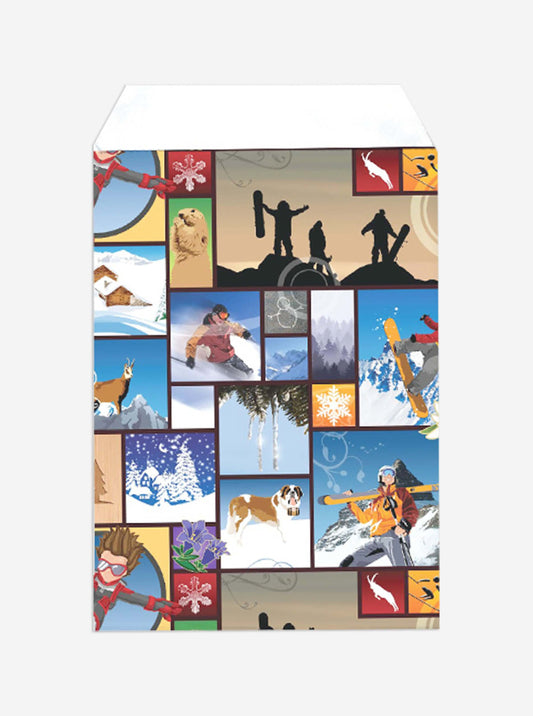 Punga mercerie peisaj iarna - 9x15 cm - lwc alb 80gr/m2