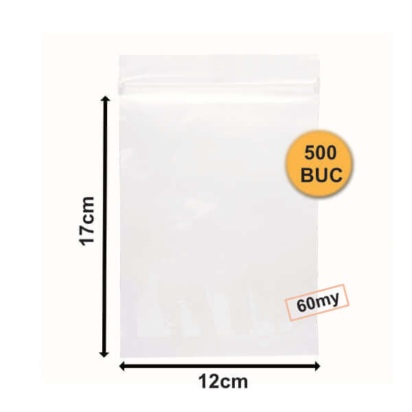 Pungi Din Plastic Cu Fermoar (Zip Lock), 120mm X 170mm, 65my