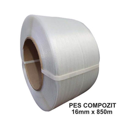 Bandă Pes Nețesută Compozit 16 Mm X 850 M, 450 Kgf, Tub 200 Mm - Trimaton