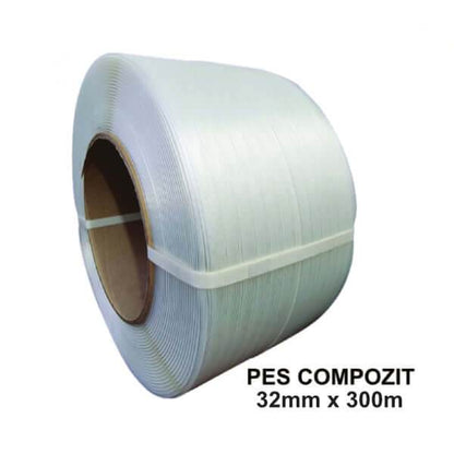 Bandă Pes Nețesută Compozit 32 Mm X 300 M, 1140 Kgf, Tub 200 Mm - Trimaton