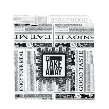 Coltar hartie model ziar 16 x 17cm RG 35gr design atractiv pentru livrari si servire fast-food