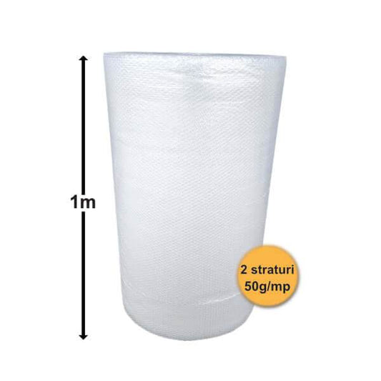 Folie Cu Bule De Aer, 2 Straturi, 50 G/Mp, 1m X 100ml (100mp) - Trimaton