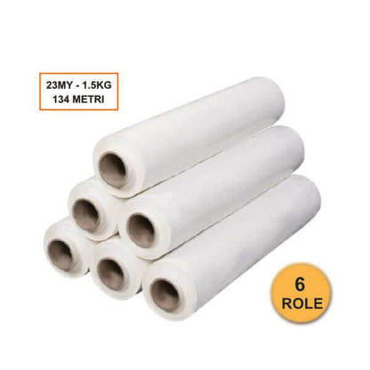 Folie stretch alba manual 23 my 500 mm 1.5 kg 134 ml - 6 buc - Trimaton