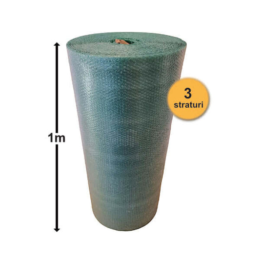 Folie Cu Bule De Aer Mici, 3 Straturi, 50 G/Mp, 1m X 50ml