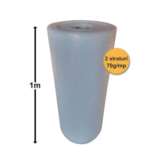Folie Cu Bule De Aer Mici, 2 Straturi, 70 G/Mp, 1m X 50ml