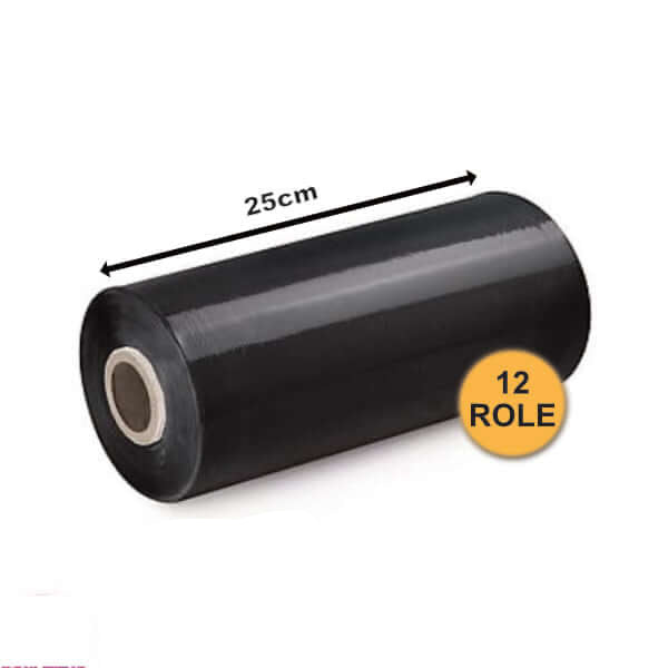 Folie Stretch Neagră, 250mm, 23my, 0.75kg, 134ml - 12 buc