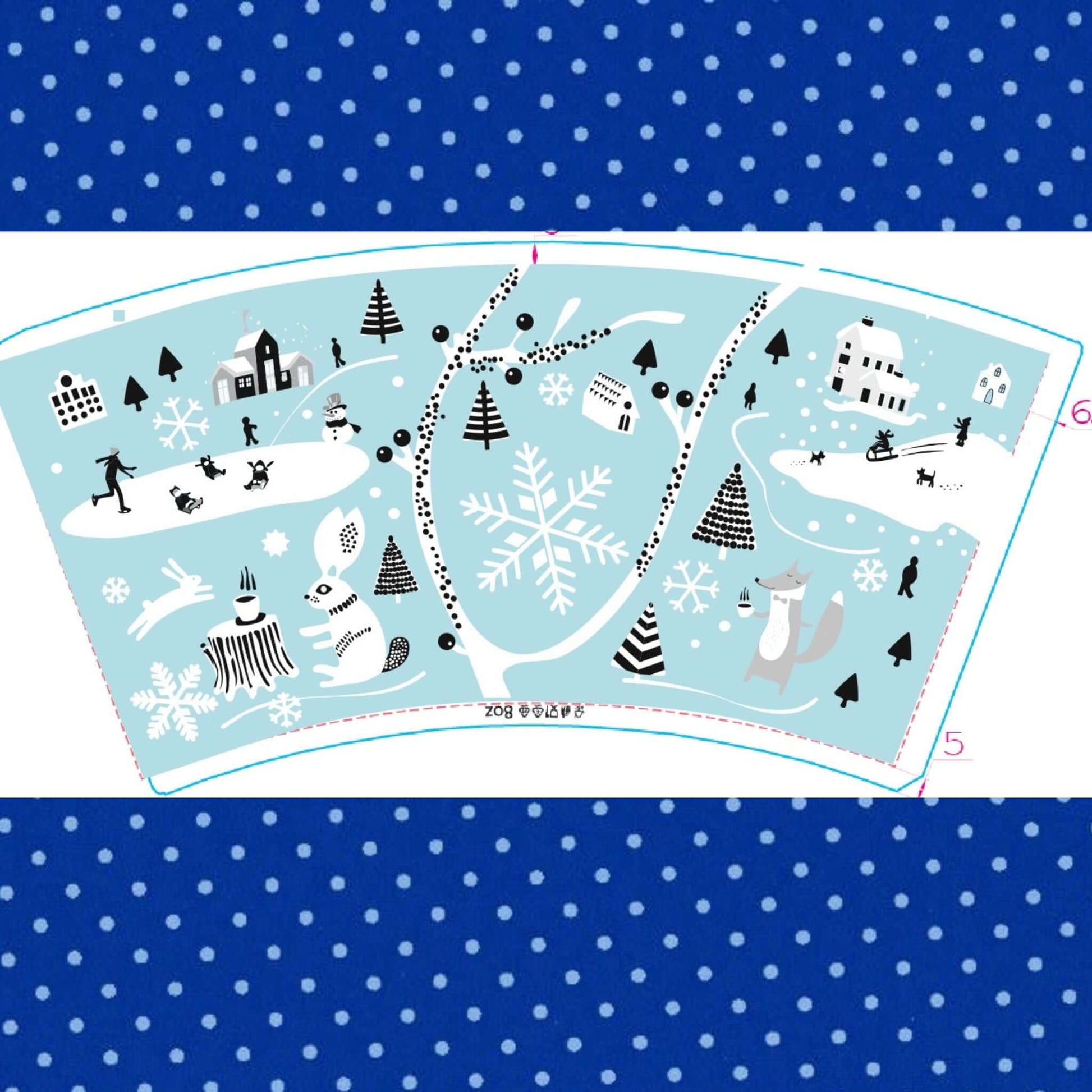 Pahare Carton Iarna 250ml design cu peisaje de iarnă și motive festive, set 100 bucăți.