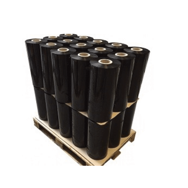 Palet 46 Role Folie Stretch Neagră, 50cm, 23my, 16kg/Rolă