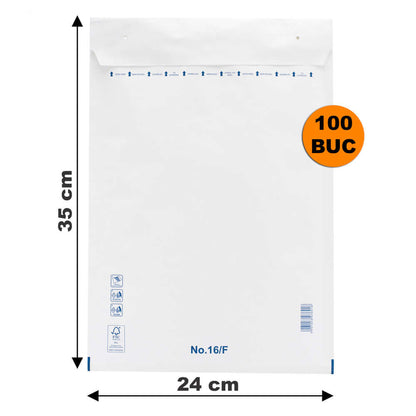 Plicuri Cu Bule Antișoc F16 Albe, 240x350+50mm - 100 buc