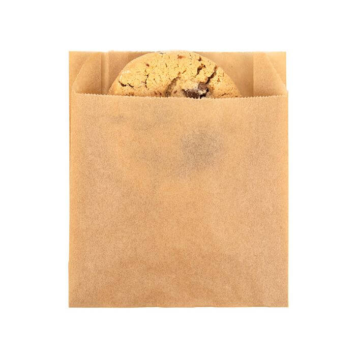 Punga hartie natur cerata 11x4x12cm cu biscuiti, ideal pentru produse prajite si alimentatie.