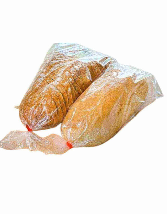 Pungi polipropilena BOPP 150x400 ambalând produse de panificație, rezistente și transparente.