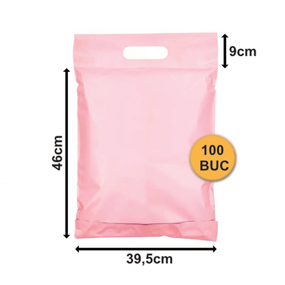 Pungi Curierat Roz Cu Mâner Pcmr06, 395x460+90+50mm, 60my