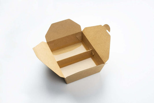 Cutie meniu carton cu 2 compartimente 165x135x50 mm - cutie deschisa din carton natural.